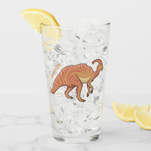 Cute parasaurolophus dinosaur cartoon glas (Voorkant ijs)