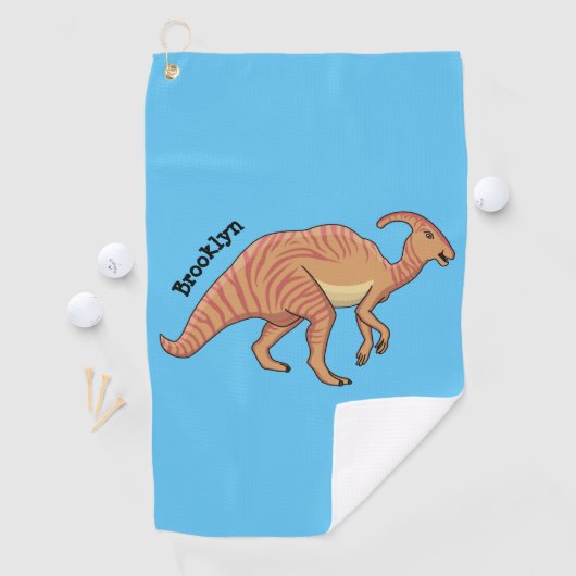 Cute parasaurolophus dinosaur cartoon golfhanddoek (Insitu)