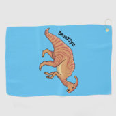 Cute parasaurolophus dinosaur cartoon golfhanddoek (Horizontaal)