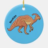 Cute parasaurolophus dinosaur cartoon keramisch ornament (Achterkant)