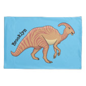 Cute parasaurolophus dinosaur cartoon kussensloop (Achterkant)