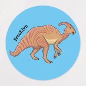 Cute parasaurolophus dinosaur cartoon labels (Design 1)