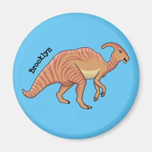 Cute parasaurolophus dinosaur cartoon magneet