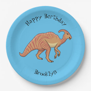 Cute parasaurolophus dinosaur cartoon papieren bordje