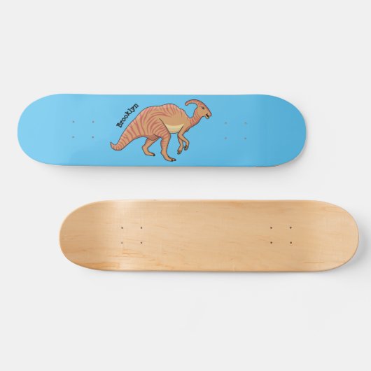 Cute parasaurolophus dinosaur cartoon persoonlijk skateboard (Horizontaal)