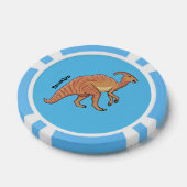Cute parasaurolophus dinosaur cartoon poker chips (Enkel)