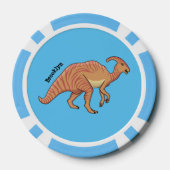 Cute parasaurolophus dinosaur cartoon poker chips (Achterkant)