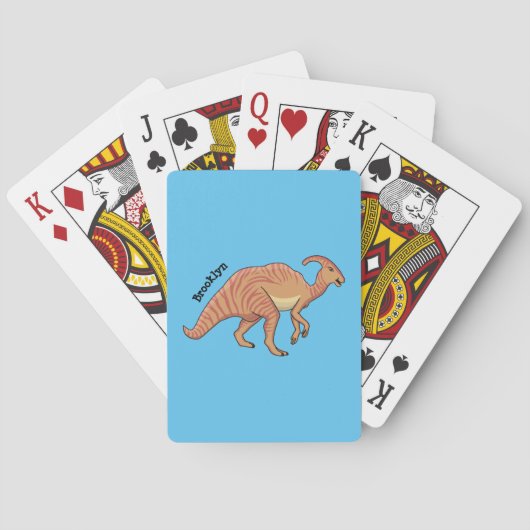 Cute parasaurolophus dinosaur cartoon pokerkaarten (Achterkant)