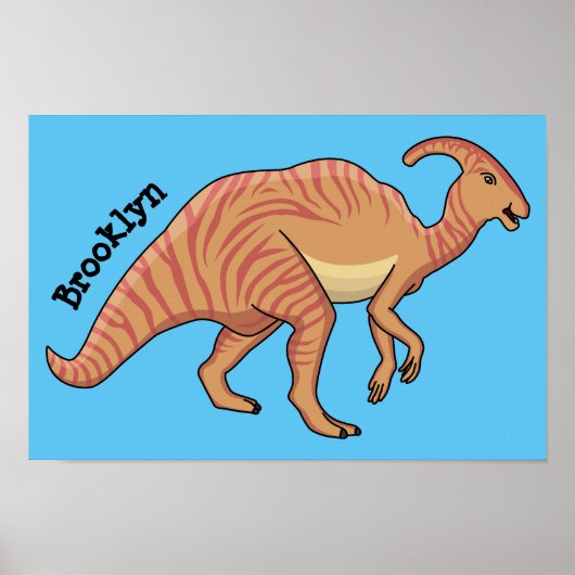 Cute parasaurolophus dinosaur cartoon poster (Voorkant)