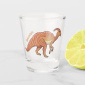 Cute parasaurolophus dinosaur cartoon shot glas (Voorkant)