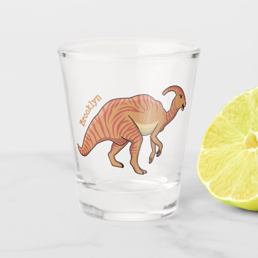 Cute parasaurolophus dinosaur cartoon shot glas (Voorkant)