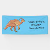 Cute parasaurolophus dinosaur cartoon spandoek (Horizontaal)