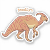Cute parasaurolophus dinosaur cartoon sticker (Voorkant)