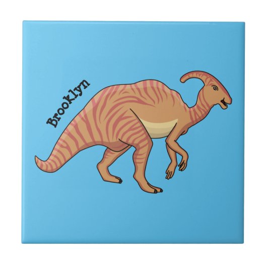 Cute parasaurolophus dinosaur cartoon tegeltje (Voorkant)