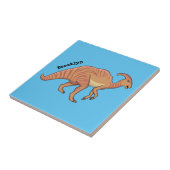 Cute parasaurolophus dinosaur cartoon tegeltje (Zijkant)