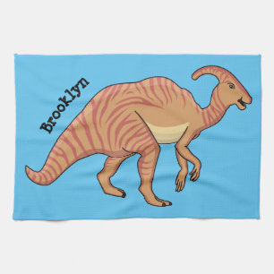 Cute parasaurolophus dinosaur cartoon theedoek