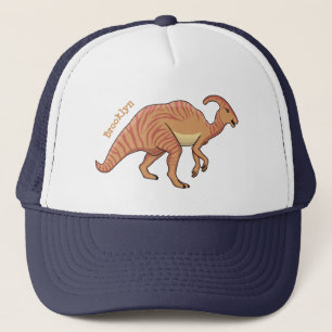 Cute parasaurolophus dinosaur cartoon trucker pet