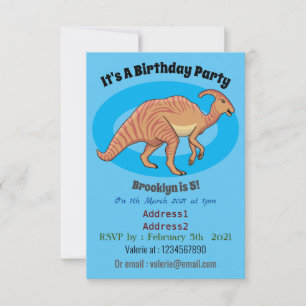 Cute parasaurolophus dinosaurus cartoonillustratie kaart