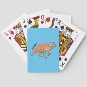 Cute parasaurolophus dinosaurus cartoonillustratie pokerkaarten