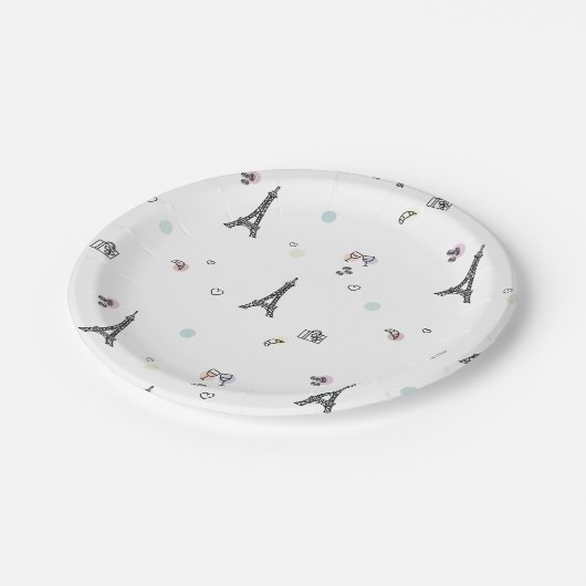 Cute Paris Frankrijk Eiffel Tower Pattern Papieren Bordje (Gekanteld)