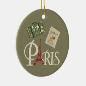 Cute  Paris Luggage Stamp and Eiffel Tower Keramisch Ornament (Rechts)
