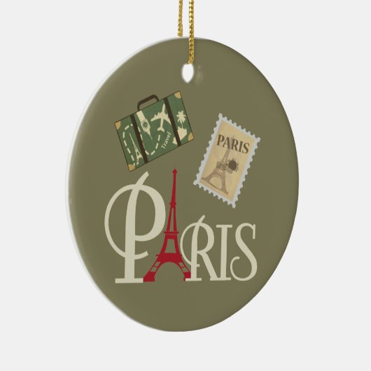 Cute Paris Luggage Stamp and Eiffel Tower Keramisch Ornament (Rechts)