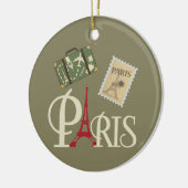 Cute  Paris Luggage Stamp and Eiffel Tower Keramisch Ornament (Links)