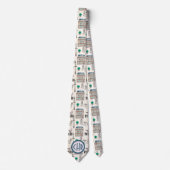 Cute Paris Street Scene | Monogram Waterverf Stropdas (Voorkant)