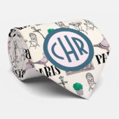 Cute Paris Street Scene | Monogram Waterverf Stropdas (Opgerold)