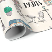 Cute Paris Street Scene | WATERVERF Cadeaupapier (Rol Hoek)