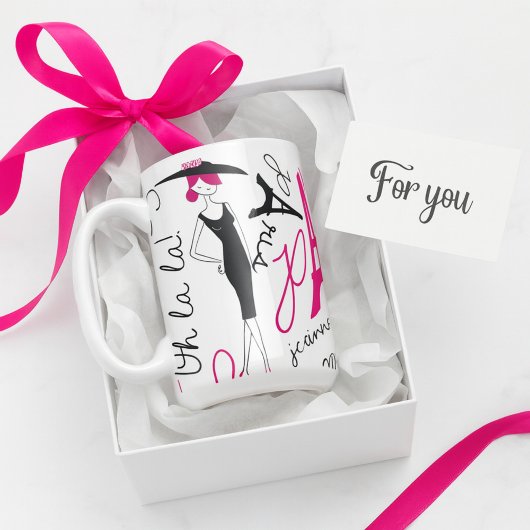 Cute Paris Theme Stylish Lady Koffiemok