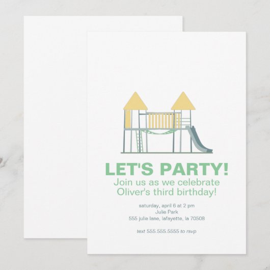 Cute Park Oerwoud Gym Birthday Party Kaart (Voorkant / Achterkant)