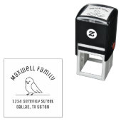 Cute Parrot Bird Sitting Family ArtisAdres Zelfinktende Stempel (In situ)