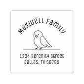 Cute Parrot Bird Sitting Family ArtisAdres Zelfinktende Stempel (Design)