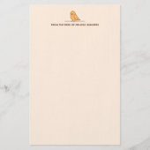 Cute Parrot Parakeet Bird Custom Text Beige Briefpapier (Voorkant)