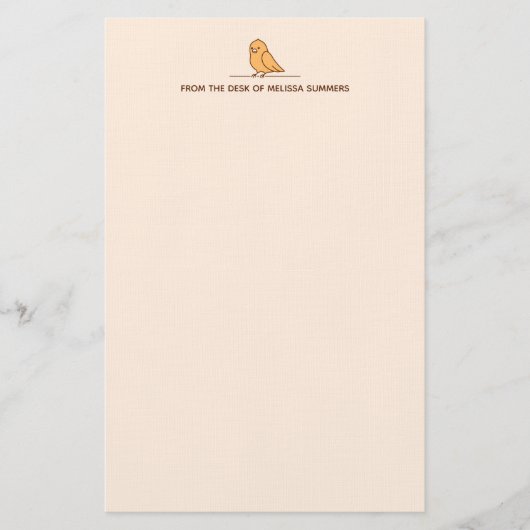 Cute Parrot Parakeet Bird Custom Text Beige Briefpapier (Voorkant)