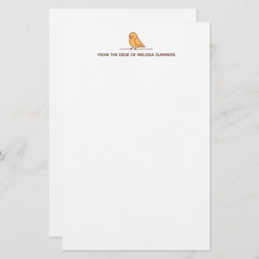 Cute Parrot Parakeet Bird Custom Text Briefpapier (Voorkant / Achterkant)