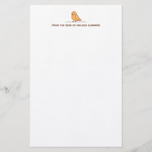 Cute Parrot Parakeet Bird Custom Text Briefpapier (Voorkant)