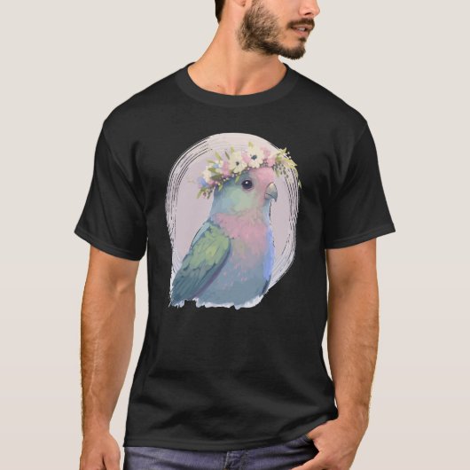 Cute Parrotlet Parakeet Bird Flower Crown Pet Bird T-shirt (Voorkant)