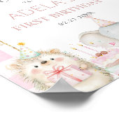 Cute Party Animals Fun To Be One 1st Birthday Pink Poster (Hoek)