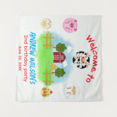 Cute Party Animals Rustic Farm Ready to Play Balls Wandkleed (Voorkant (horizontaal))