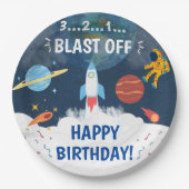 Cute Party Astronaut thema Birthday Papieren Bordje (Voorkant)