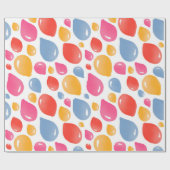 Cute Party Balloon Girly Birthday Pattern Cadeaupapier (Vlak)