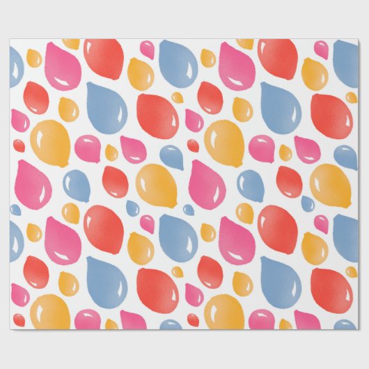 Cute Party Balloon Girly Birthday Pattern Cadeaupapier (Vlak)