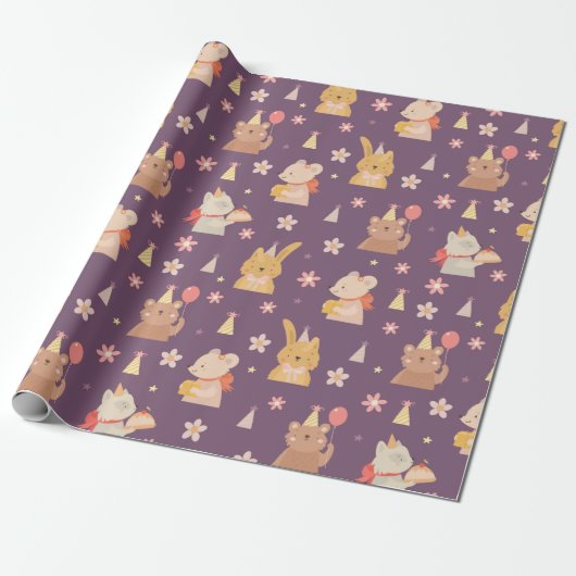 Cute Party Critters Cadeaupapier (Uitgerold)