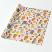 Cute Party Critters Wrapping Paper Cadeaupapier (Uitgerold)