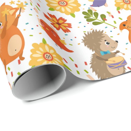 Cute Party Critters Wrapping Paper Cadeaupapier (Rol Hoek)
