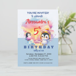 Cute Party Dieren Pinguïn Kinderen Verjaardagsfees Kaart