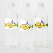 Cute Party Goldfish Personalized Birthday Waterfles Etiket (Flessen)