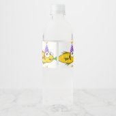 Cute Party Goldfish Personalized Birthday Waterfles Etiket (Achterkant)